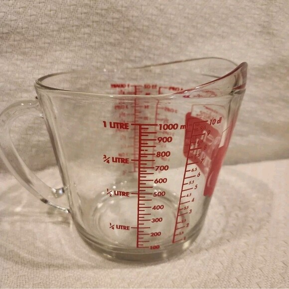 Anchor Hocking Oven Originals 4 Cup 1 Liter 1 Quart Glass Measuring Cup - Picture 4 of 15